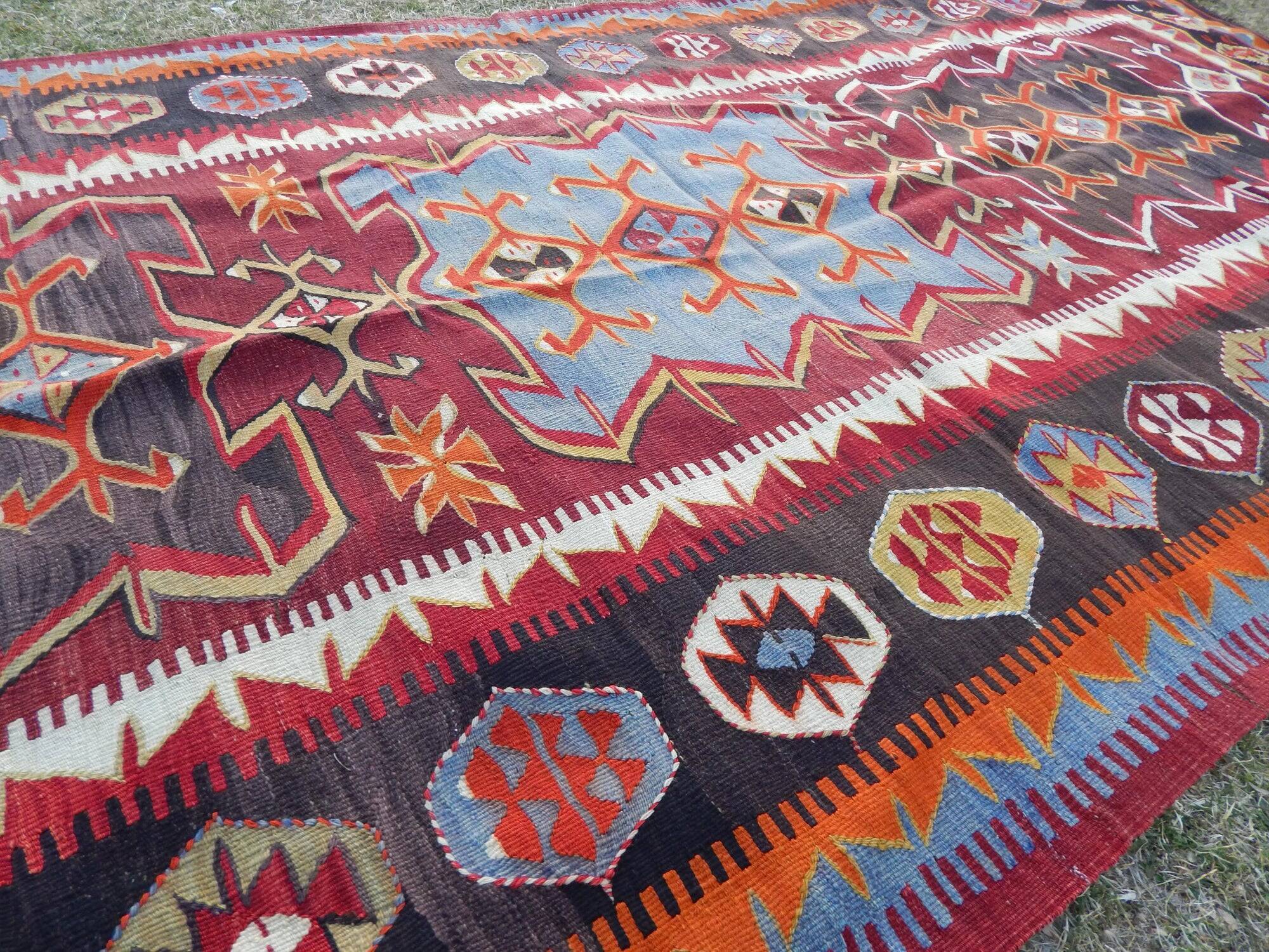Tapis Kilim turc vintage tissé main