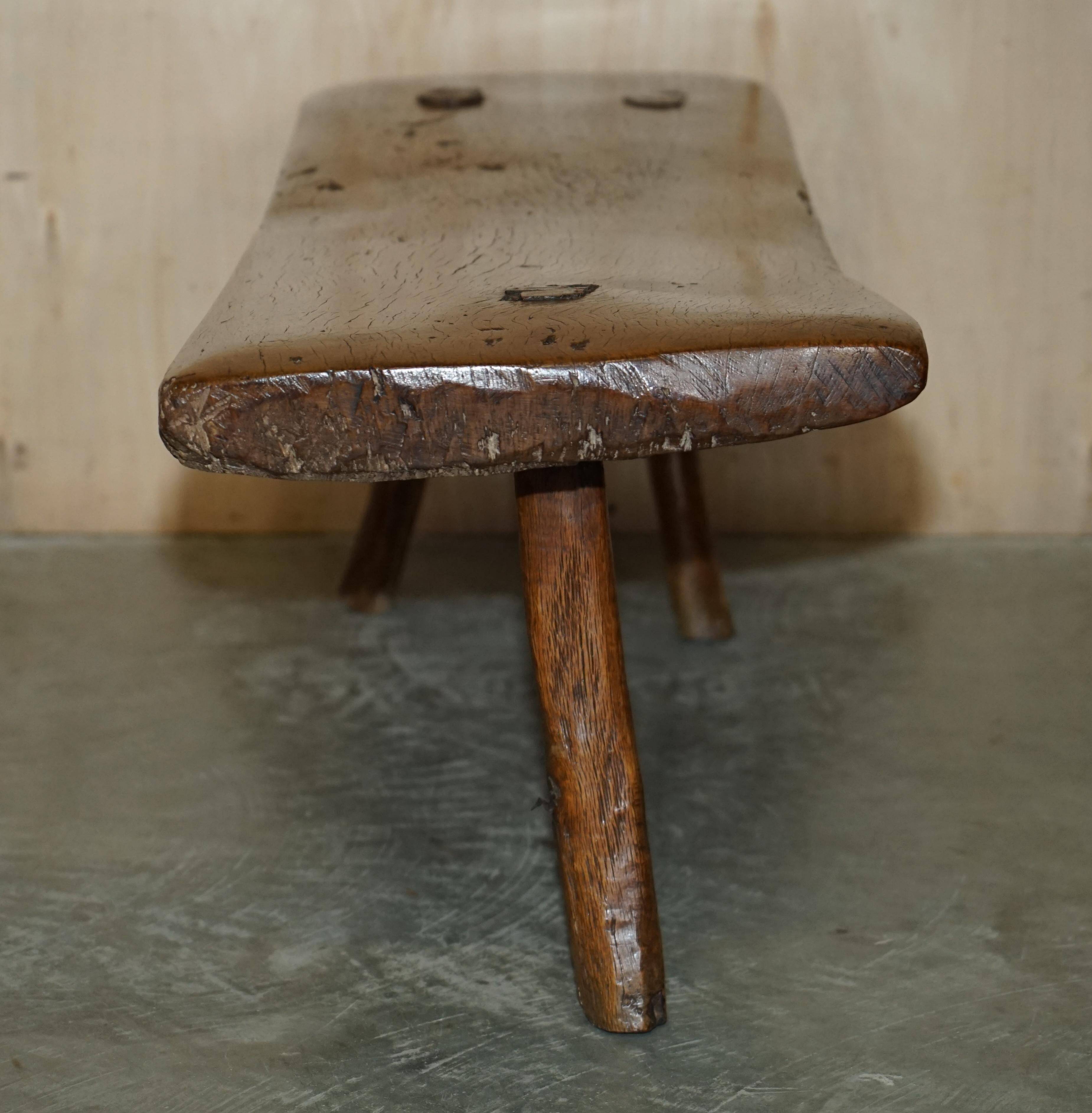 Antique Spanish Primitive Bench with Three Legs, 18th Century