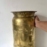 Umbrella stand in embossed golden brass