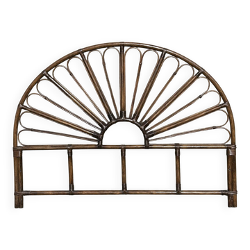 Tête de lit bambou rotin vintage queue de paon années 60