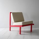 Chaise scandinave vintage rouge cerise