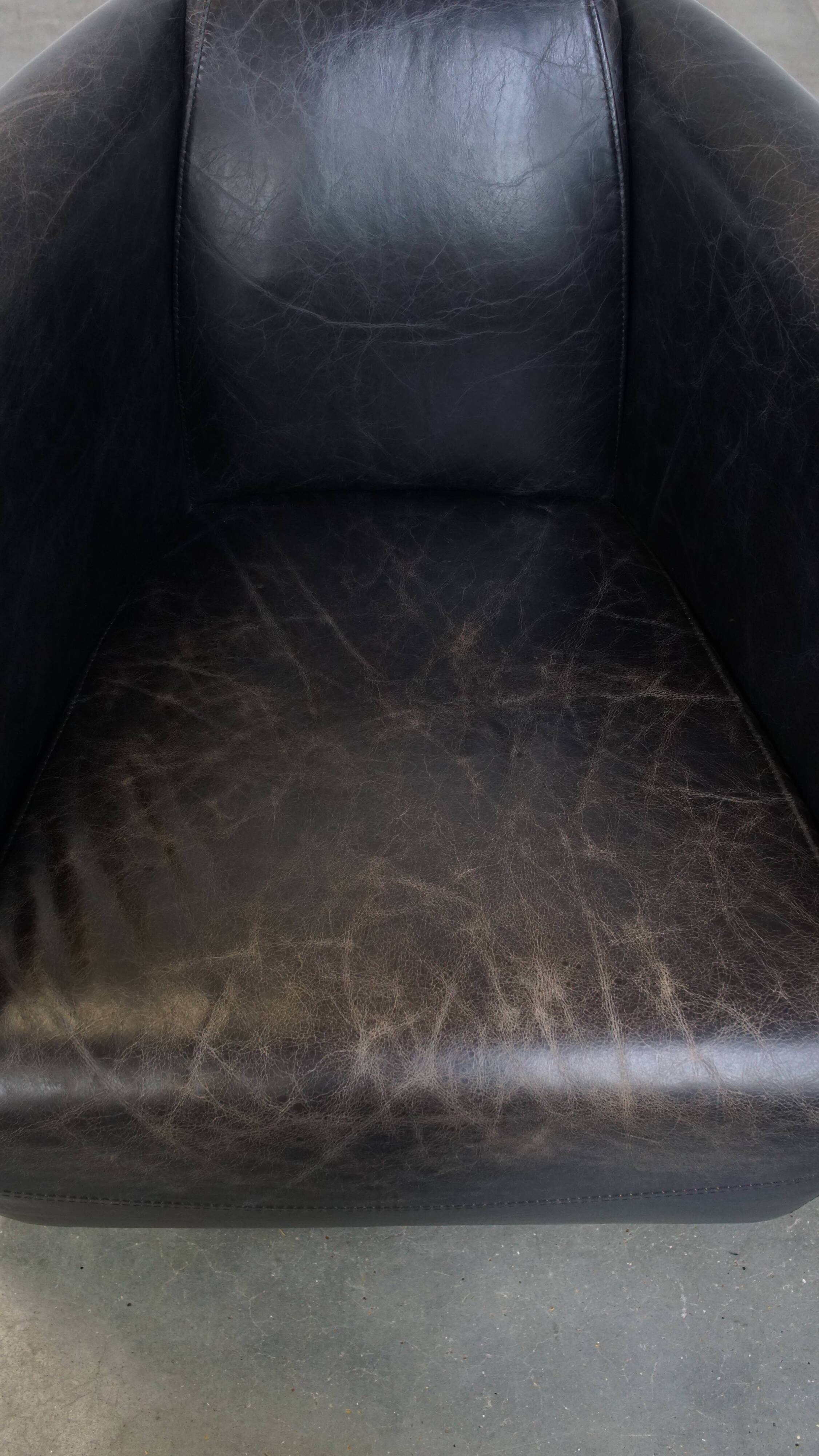 Black Cowhide Leather Aviator Armchair