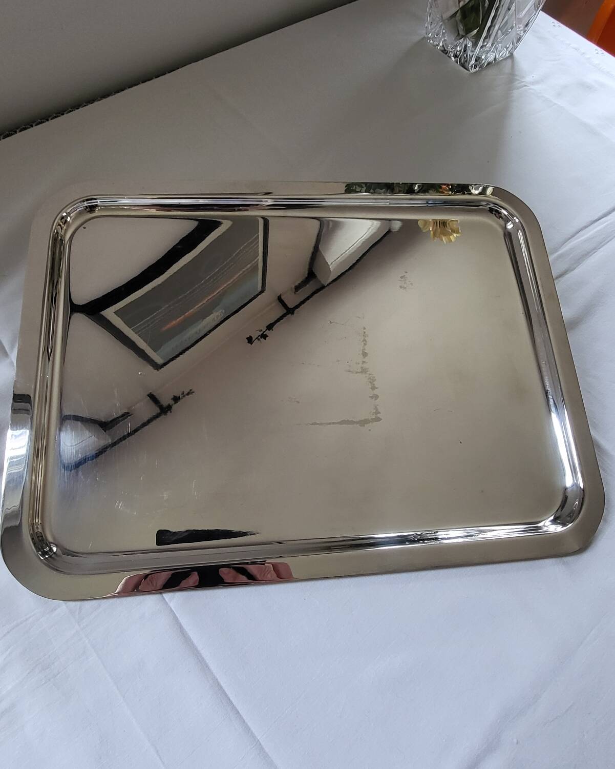 Large Silver Metal Serving Tray