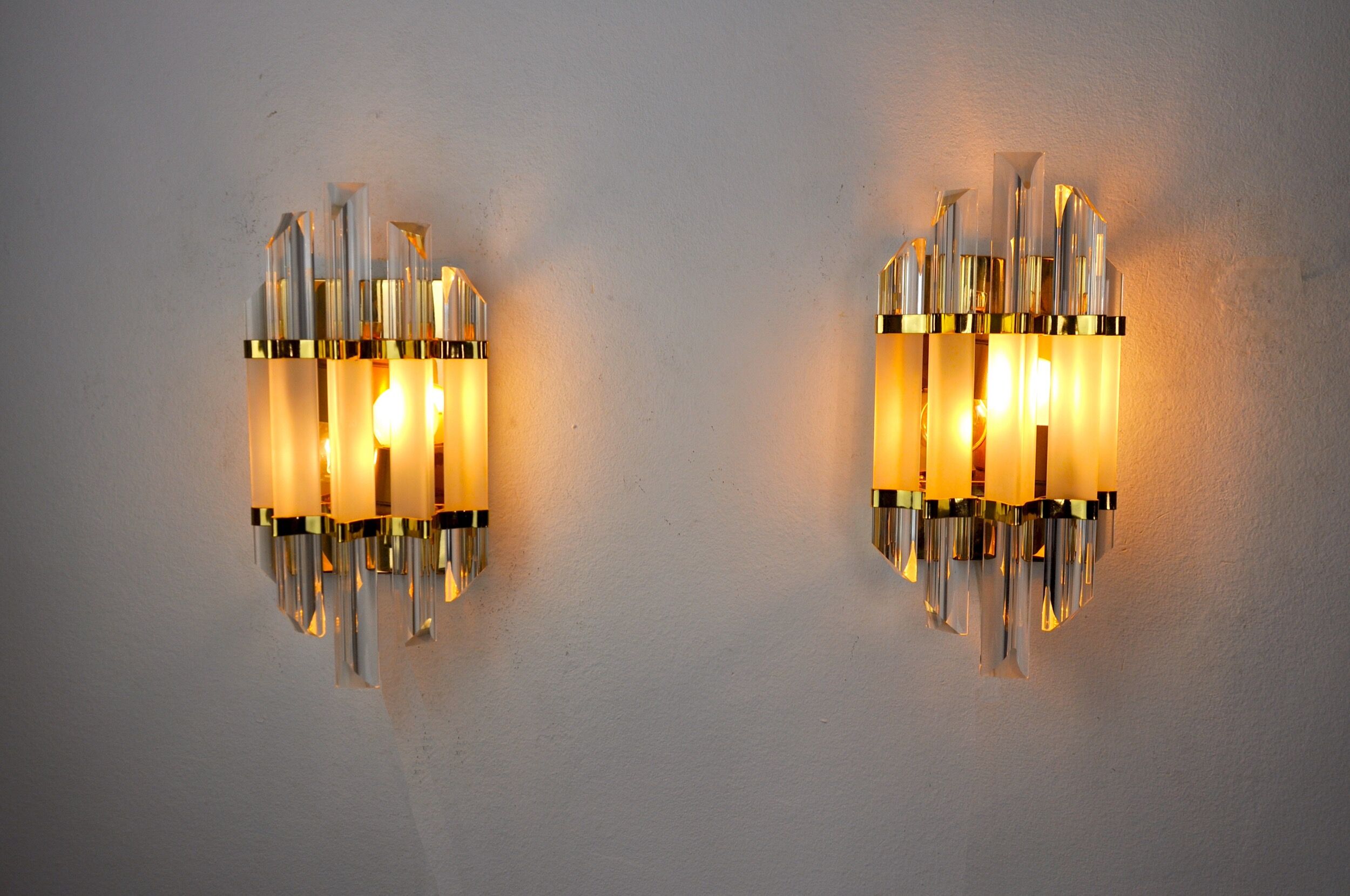 Pair of wall lamps Venini glass from Murano Italy 1970