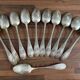 Set of 11 silver-plated metal soup spoons 84g