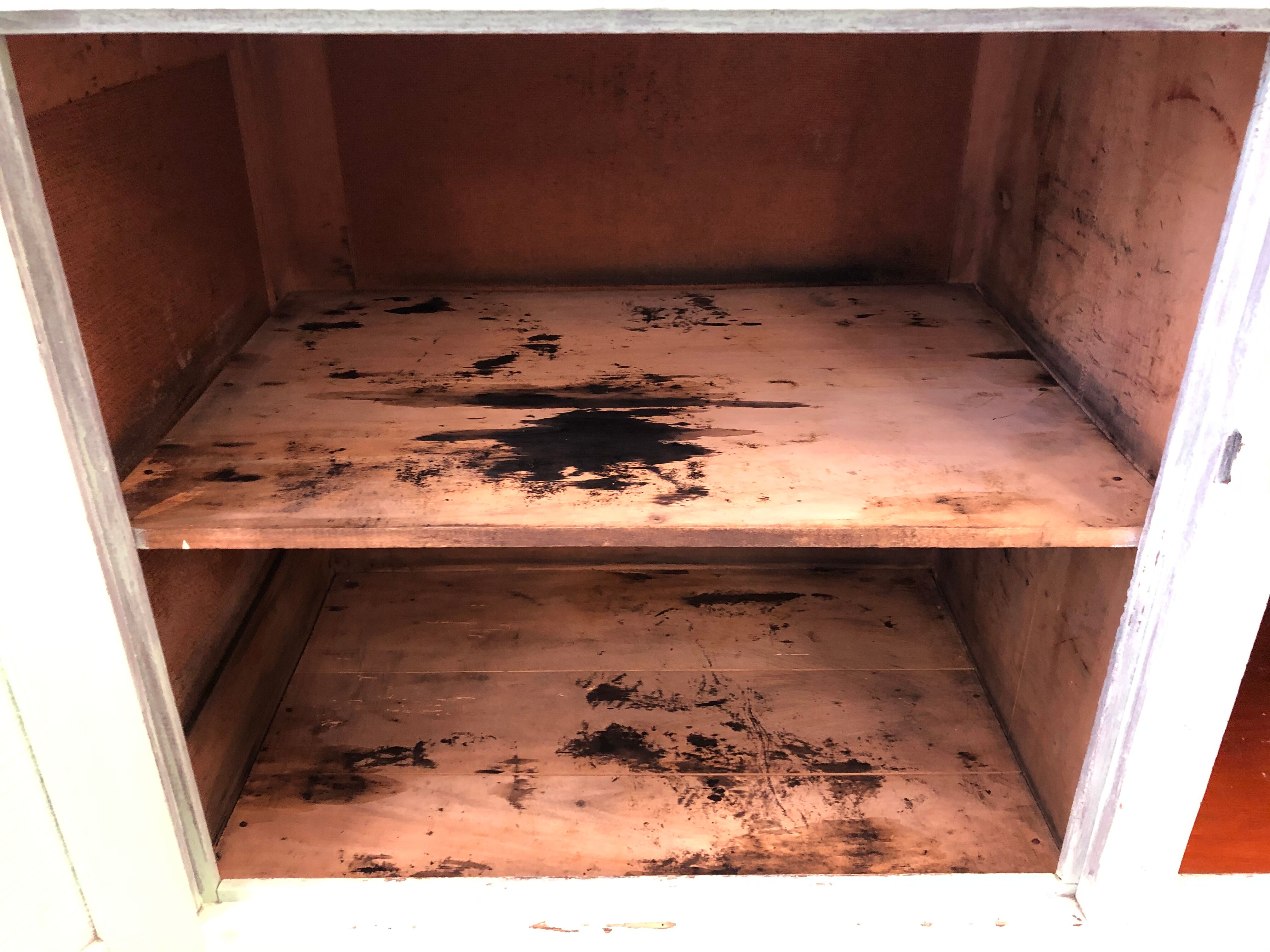 Low green patinated furniture