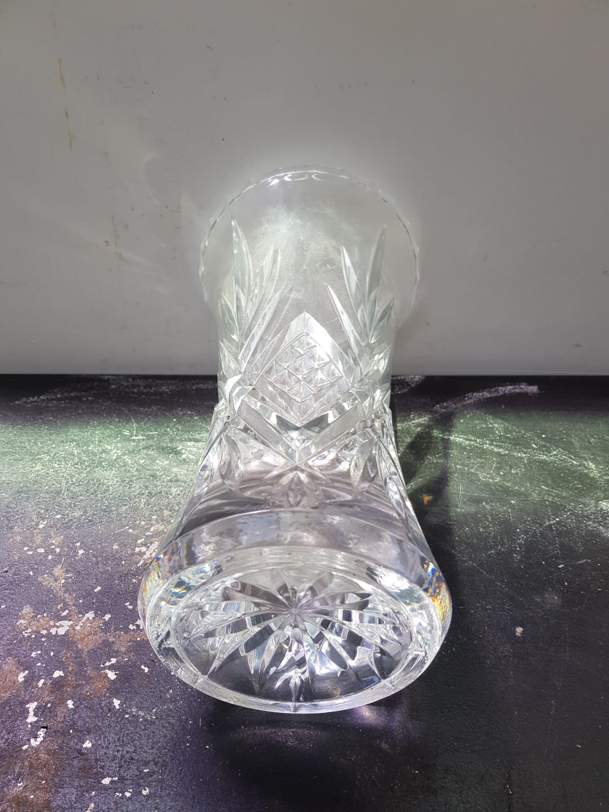 Old vase crystal carved decoration chisled vintage decoration