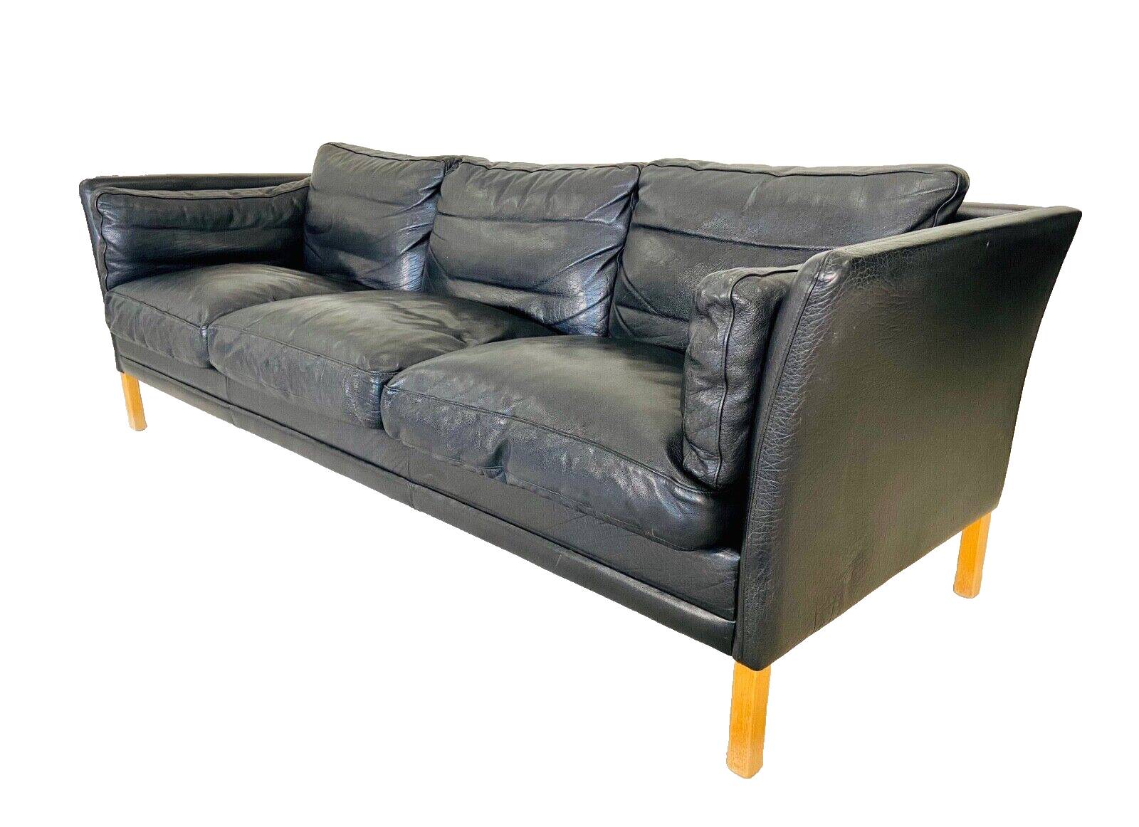 Danish mid-century vintage Mogens Hansen black leather sofa 60s