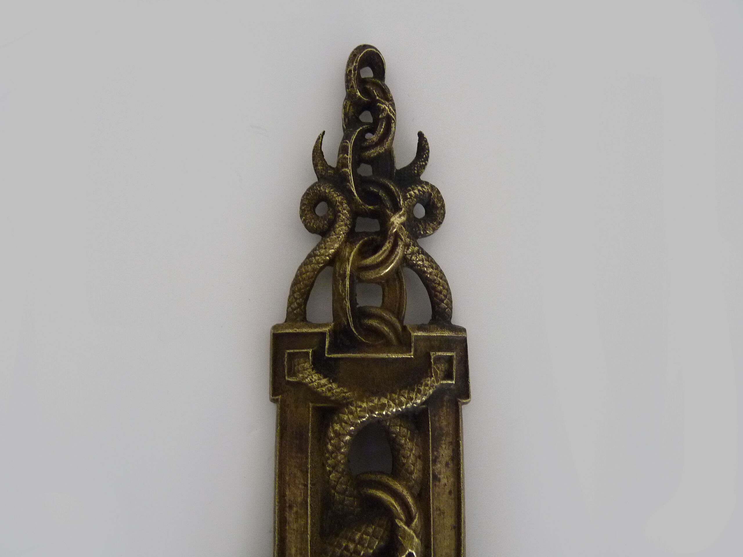 Pair of pharmacy storefront, doctor, caduceus bronze medicine. Early twentieth century