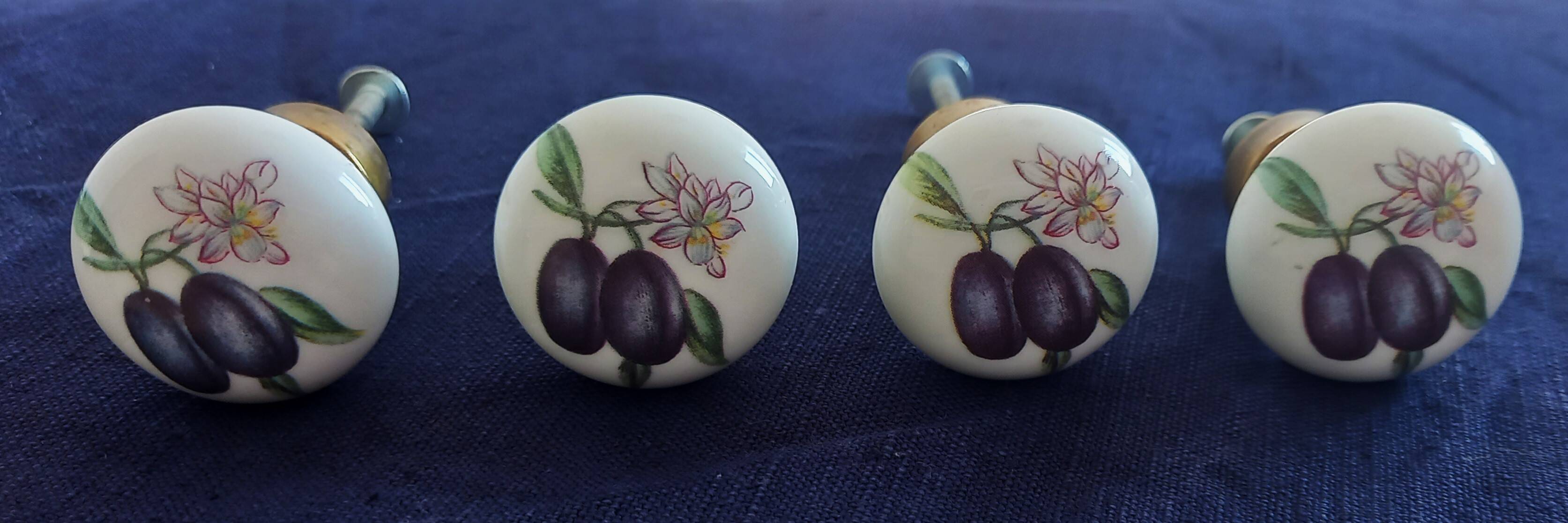 4 Limoges porcelain door knobs