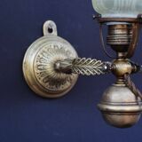 Lampe de table à cardan en laiton antique, style navire de la marine, en laiton massif - Applique murale