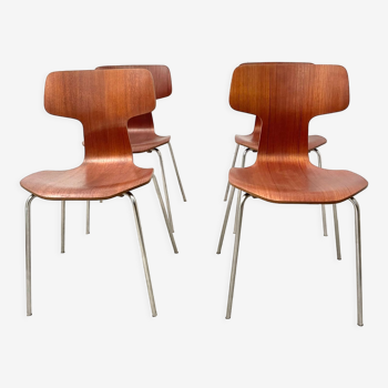 Series of 4 chairs Hammer Model 3103 , Arne Jacobsen, Fritz Hansen 1971