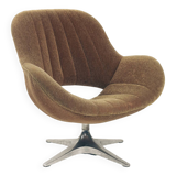 Space Age easy swivel chair green brown mohair, 1960s