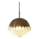1/4 Vintage glass pendant light / brutalist copper bar lamps  MCM 1970s