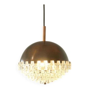 1/4 Vintage glass pendant light / brutalist copper bar lamps  MCM 1970s