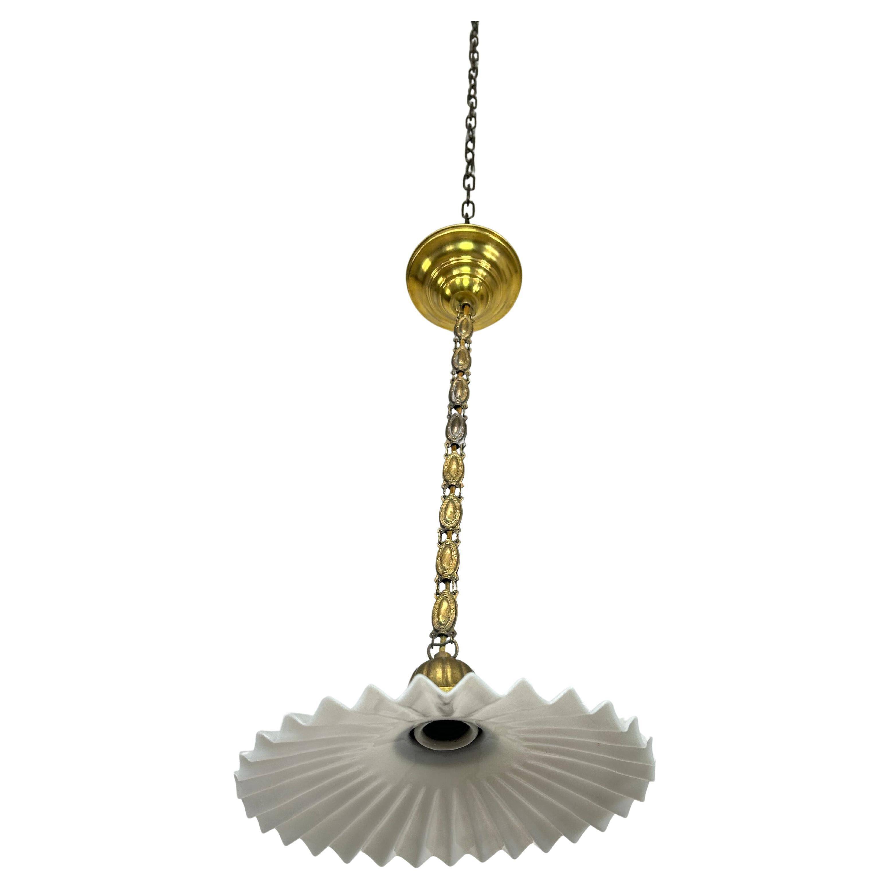 Art Nouveau pendant lamp in brass