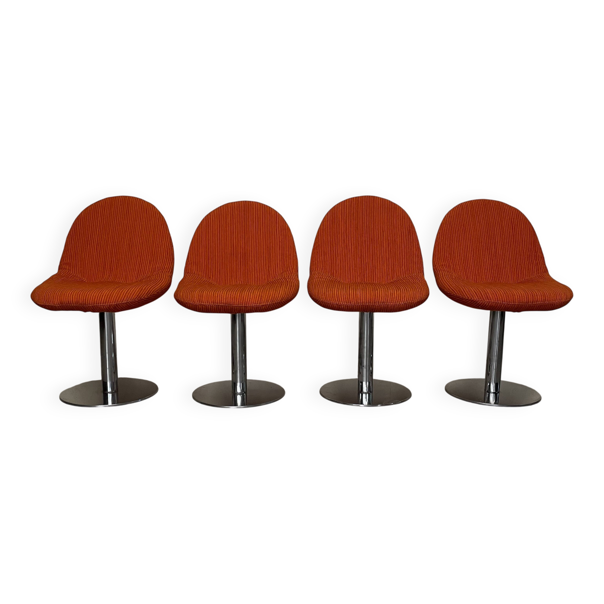 Set of 4 Space Age chairs in metal and fabric, 1970s.