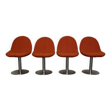 Set of 4 Space Age chairs in metal and fabric, 1970s.