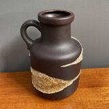 Brown fat lava vase by Scheurich model 414-16 West-Germany 1970s