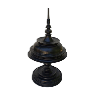 Ancient Burmese laywood offering pot