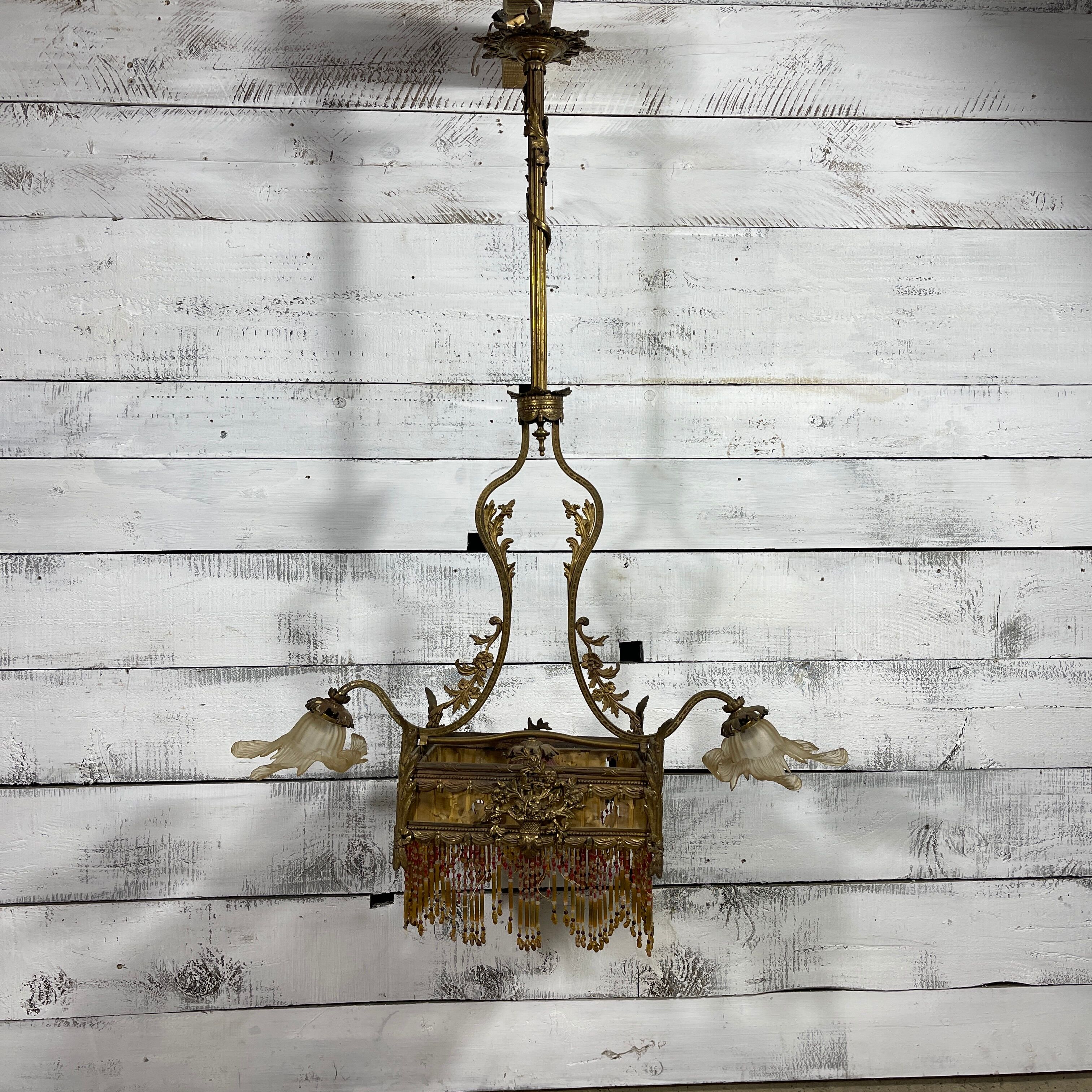 Antique brass chandelier