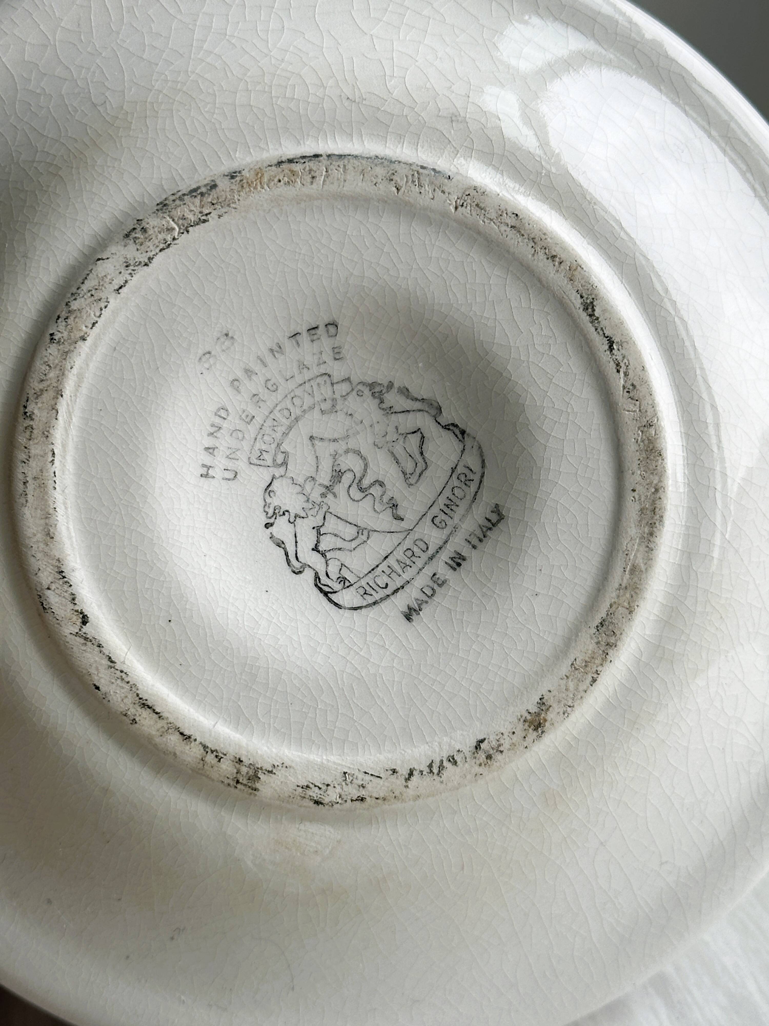 Sugar bowl, jam or honey pot hand painted "Richard Ginori", made in Italy.