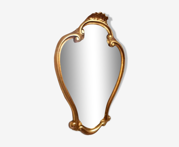 Miroir coquille en bois et stuc doré XXè 52x77cm