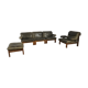 Modulable sofa an armchair in leather and wood