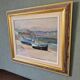 Mid-Century Modern Swedish "Calm Shore" Vintage Coastal Oil Painting, Framed