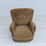 1970s, Danish design, velour chair, original condition, beech wood