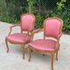 2 armchairs, Louis XV style in pinkish red silk