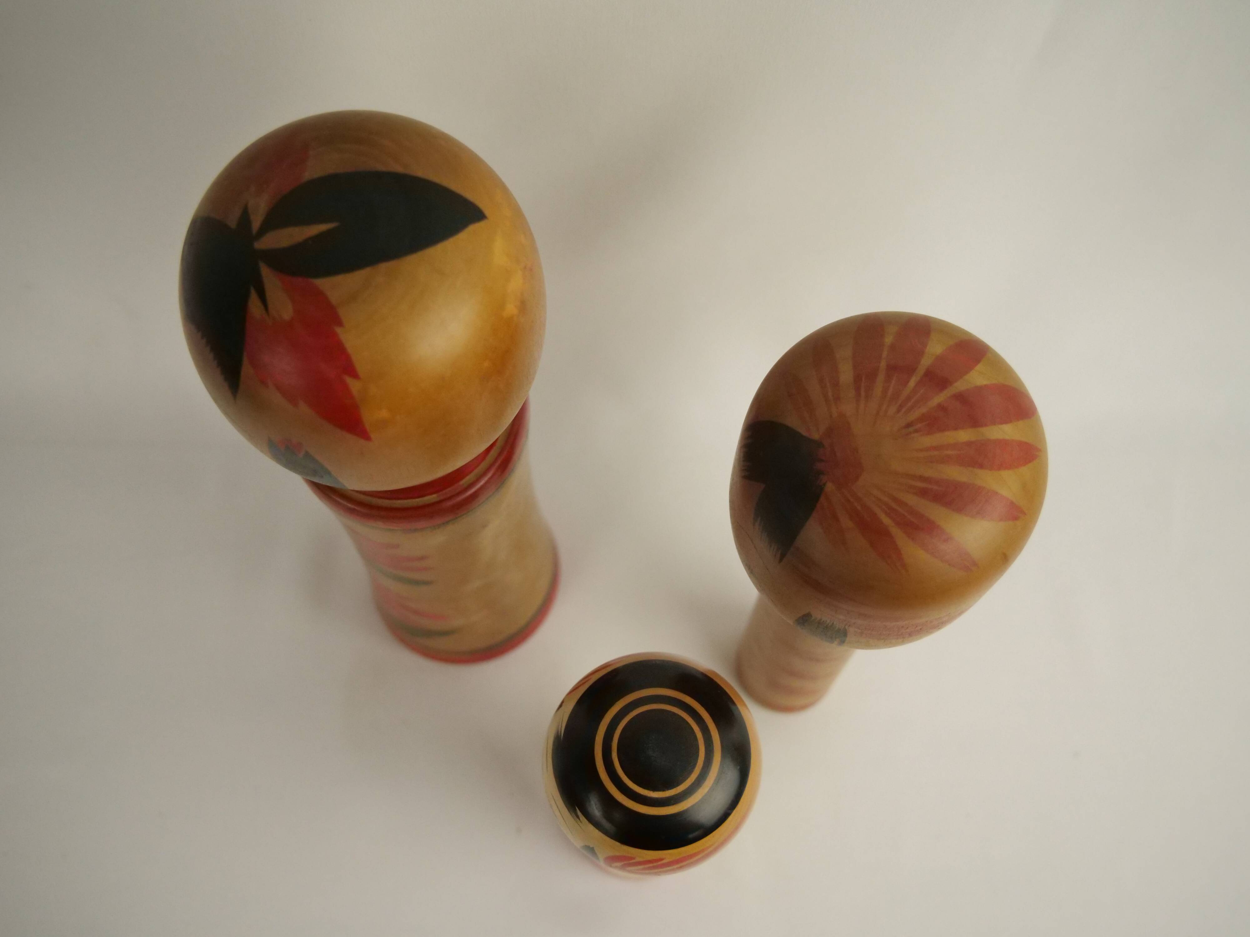 Set of 3 kokeshi dolls (medium size)
