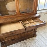 Old XL Napoleonic oak glass bookcase, 19th century