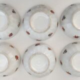 Set of 6 ribbed bowls and floral motifs