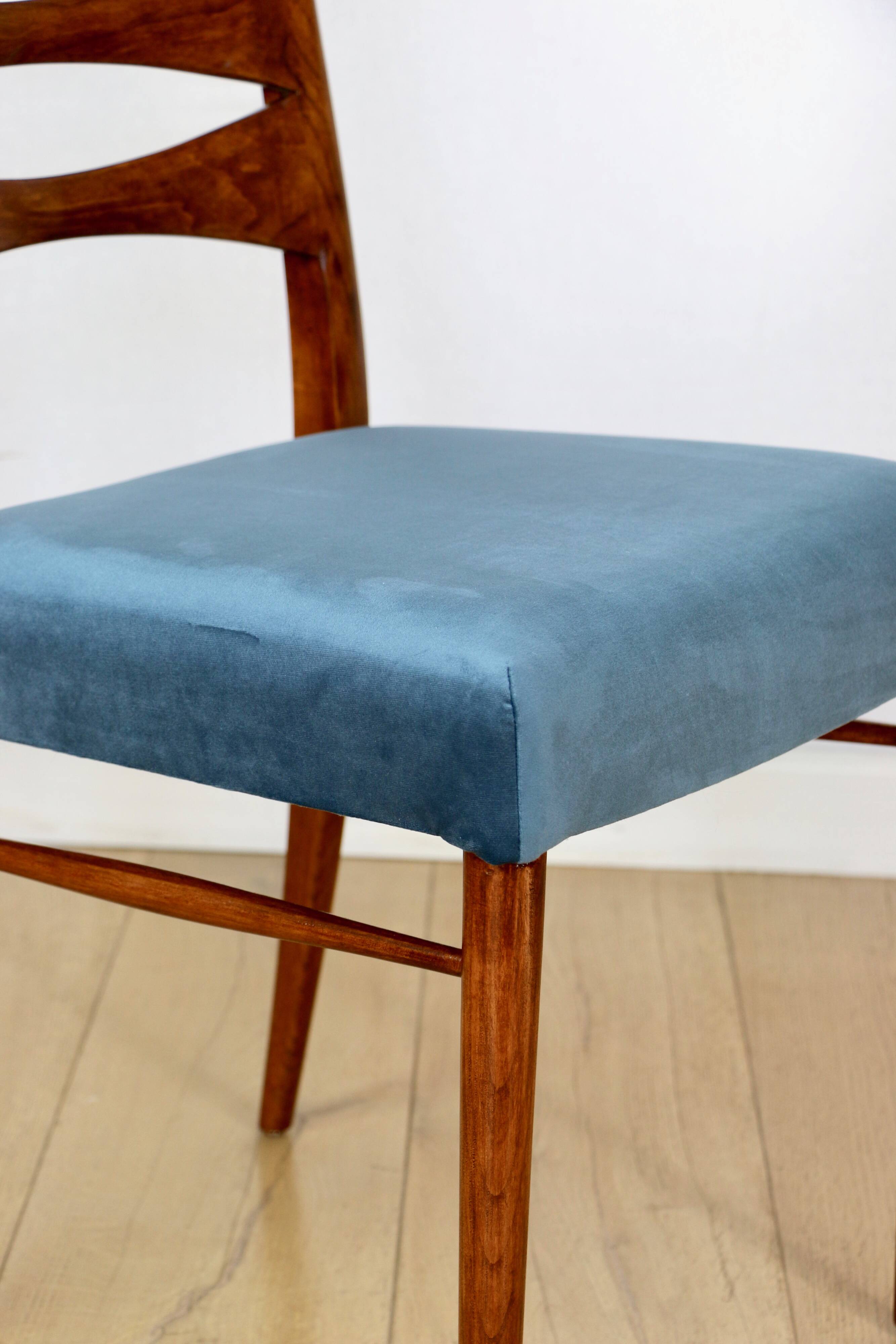 Danish vintage chairs blue turquoise vintage - set of 4 - great set