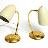 Pair of beautiful German Mid Century Modern brass table lamps with metal sh