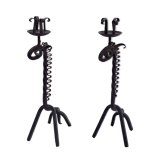 Pair of vintage candle holders zoomorphic wrought iron giraffe