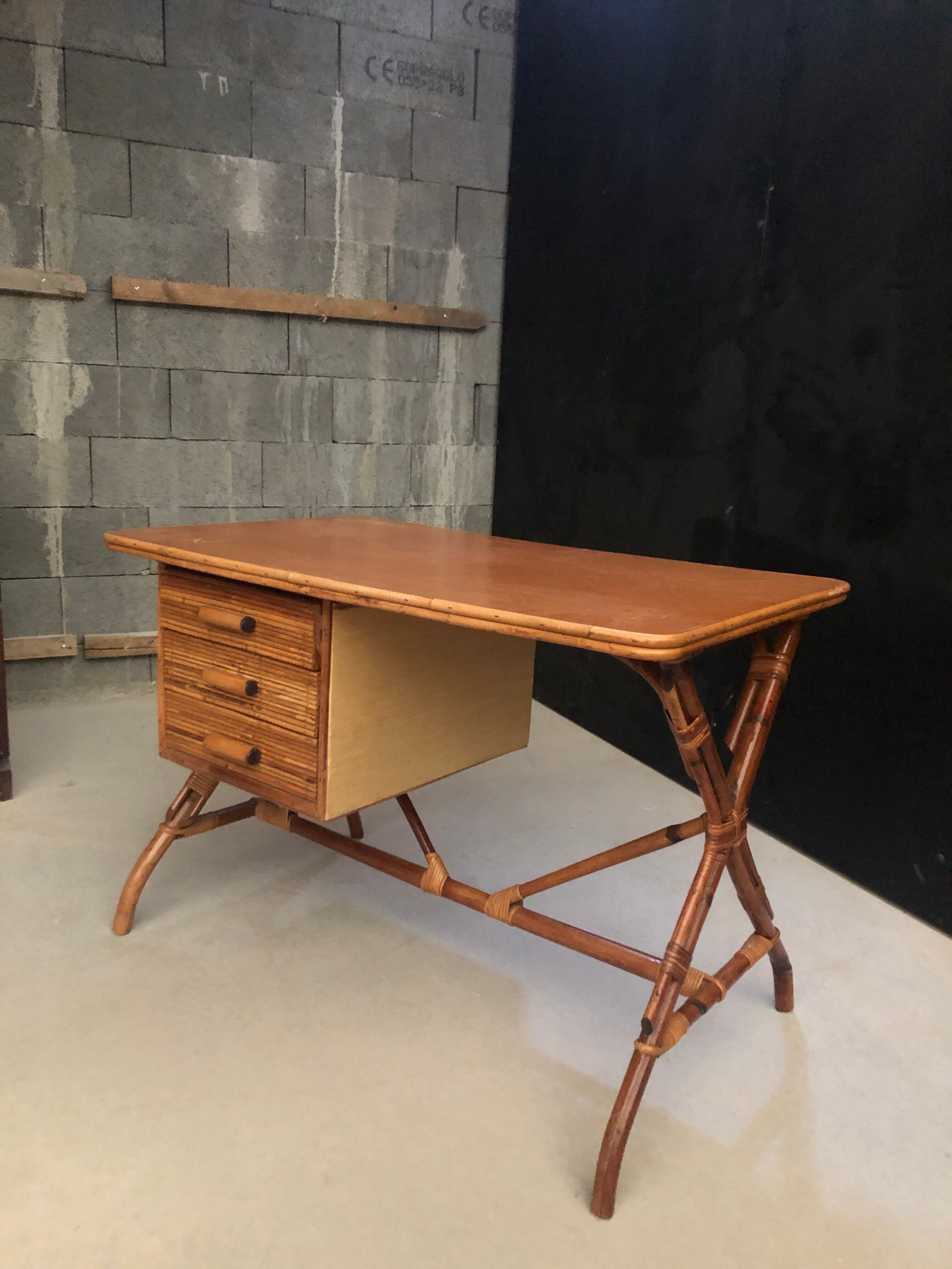 Rattan desk 1960