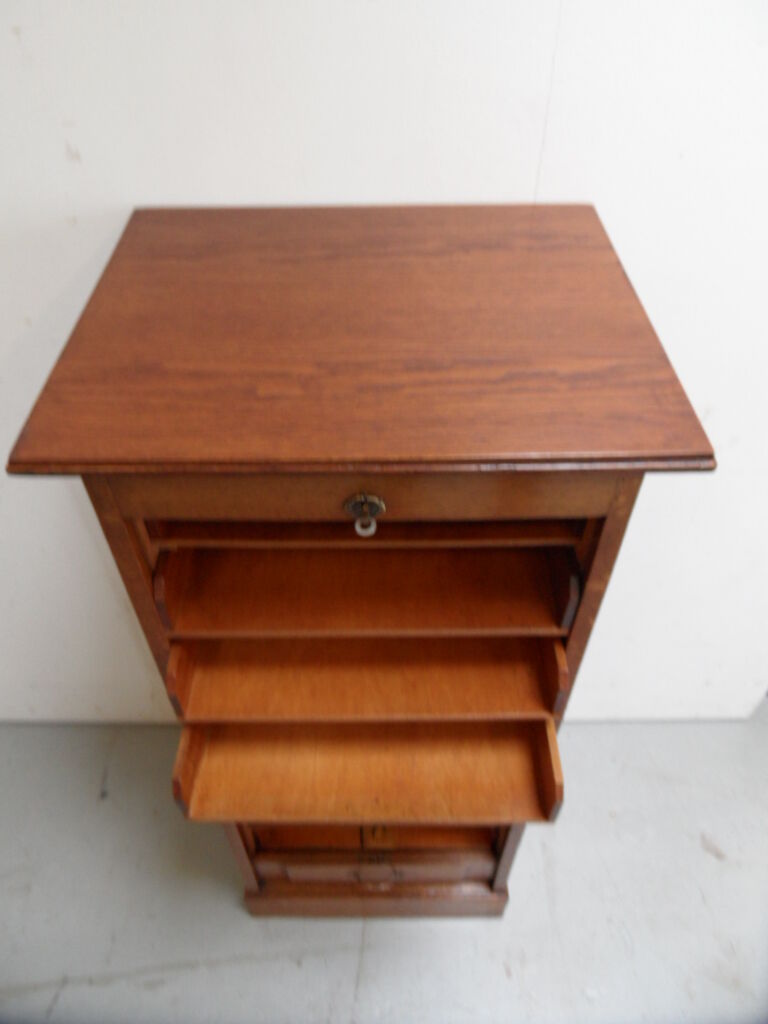 Vintage oak filing cabinet with roller shutter
