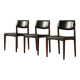 Set of 3 Vintage Mid-Century Danish Modern Rosewood & Black Leather Chairs