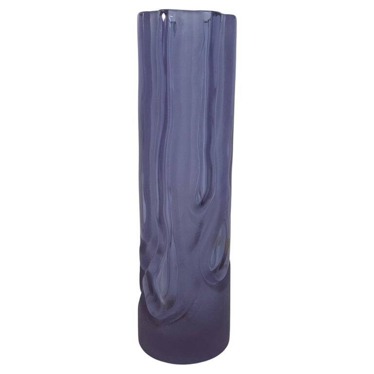 Italian Vintage Satinato Violet Murano Glass Vase, 1970s