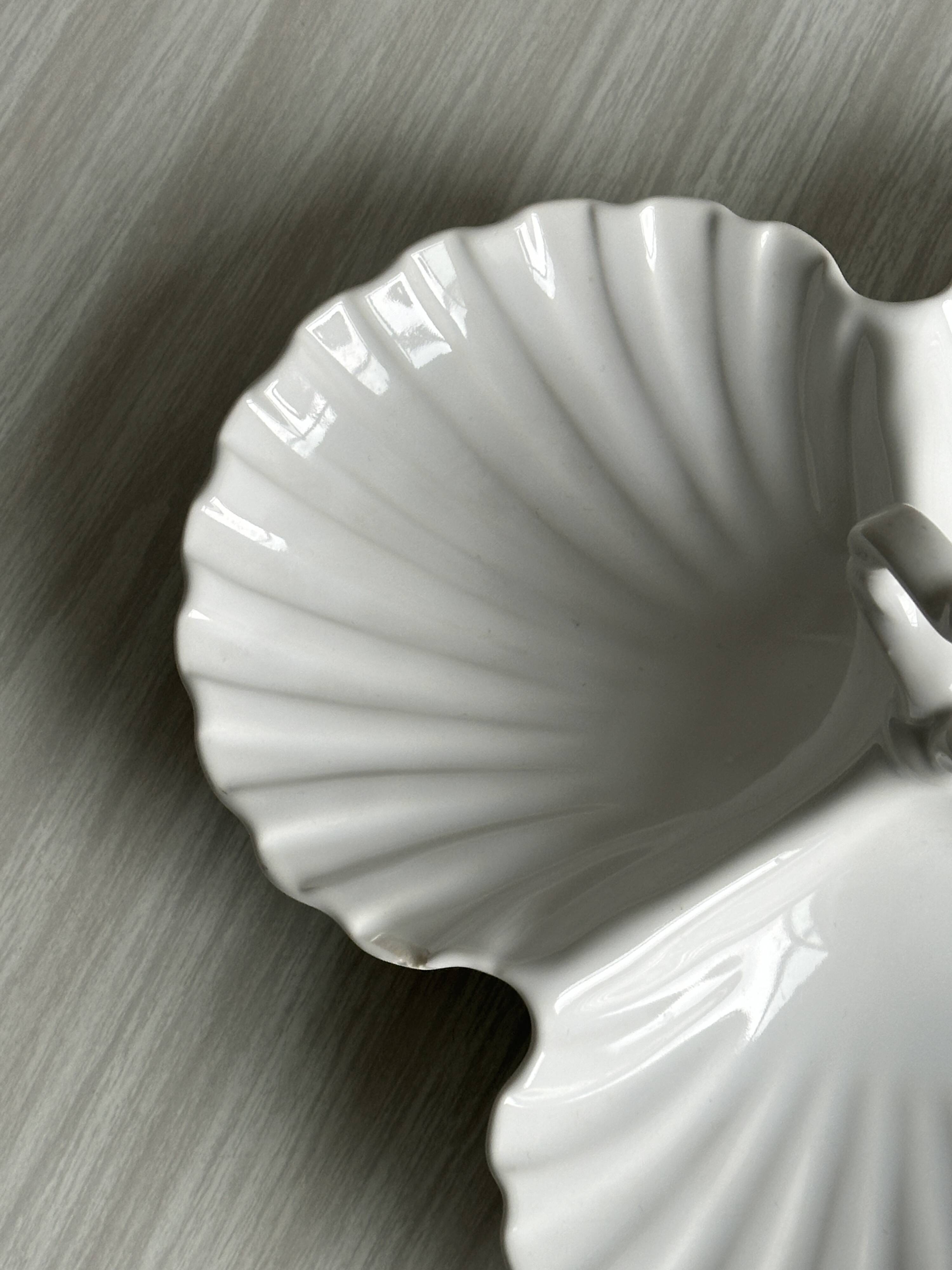 3-compartment white porcelain dish