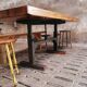 Industrial dining table oak on a workbench frame