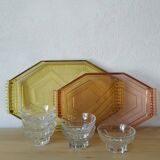 Octagonal Art Deco pressed glass tray