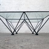A glass and steel coffee table