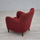 Années 1960, fauteuil relax danois, état d'origine, coton/laine rouge.