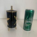 Vintage cigarette holder 1960 tripod black gold box - 16 x 7 cm