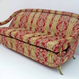 Art Dèco Style French Brass And Fabric Sofa, 1950s