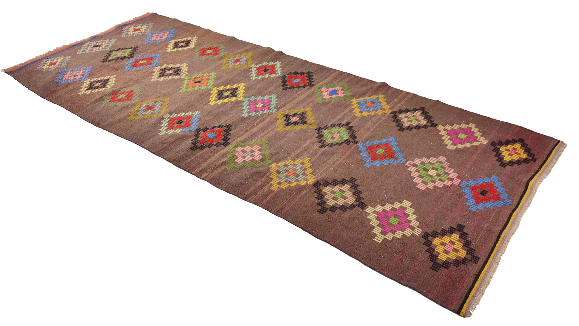 Anatolian handmade kilim rug 388 cm x 155 cm