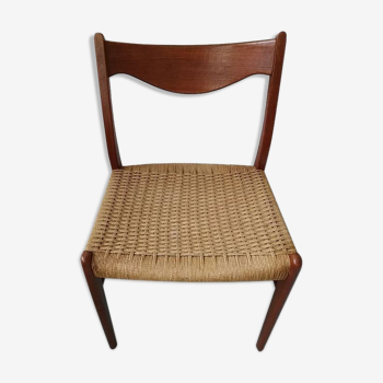 Danish Scandinavian chair in teak and rope GS 60